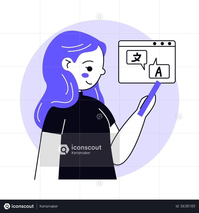 Girl using translate app  Illustration