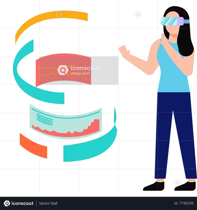 Girl using VR glasses  Illustration