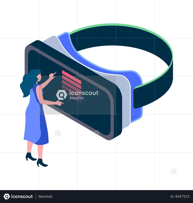 Girl using VR tech  Illustration