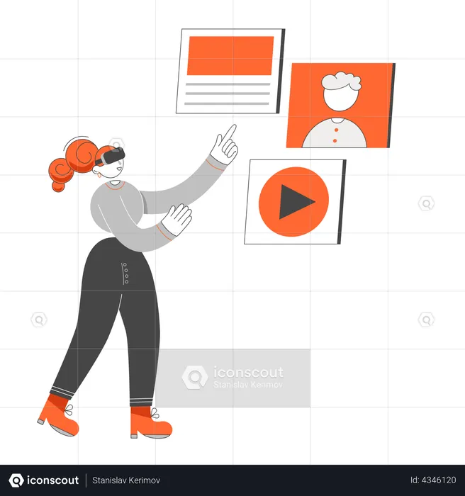 Girl using VR tech  Illustration