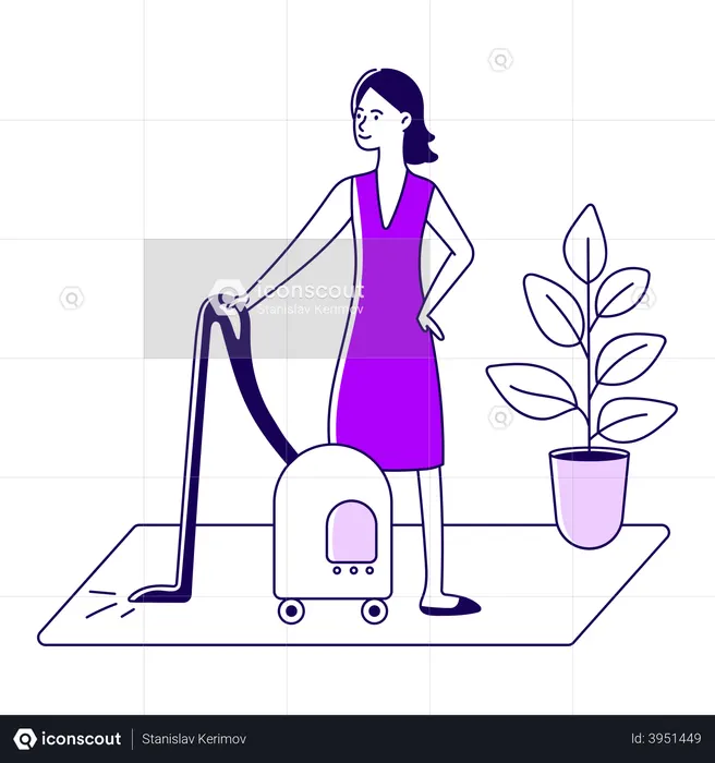Girl vacuuming  Illustration