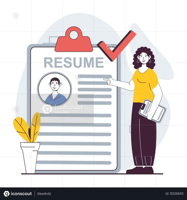 Girl verify resume  Illustration