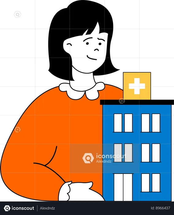 Girl visits at hospital  Illustration