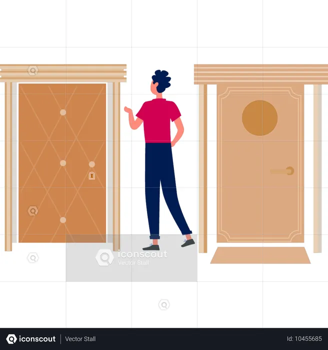 Girl waiting at door  Illustration