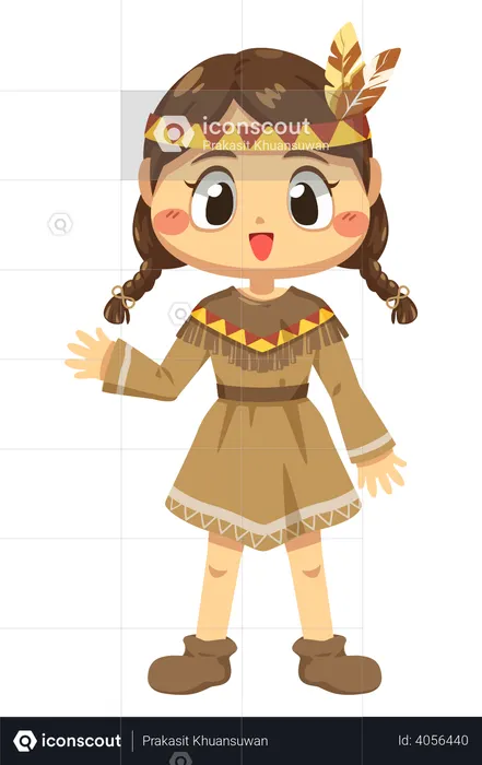 Girl waiving her hand  Illustration