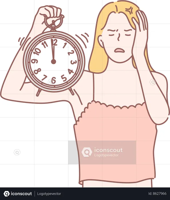 Girl wakes up late  Illustration