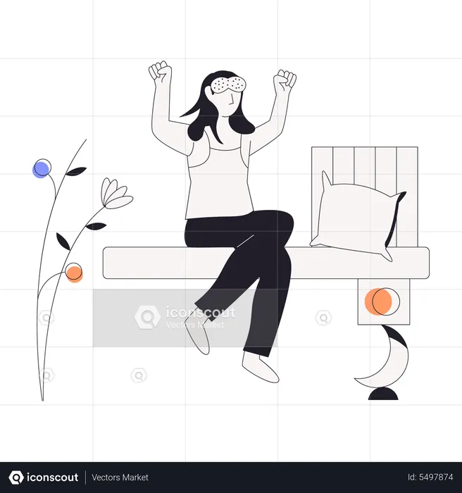 Girl waking up during early morning  Illustration