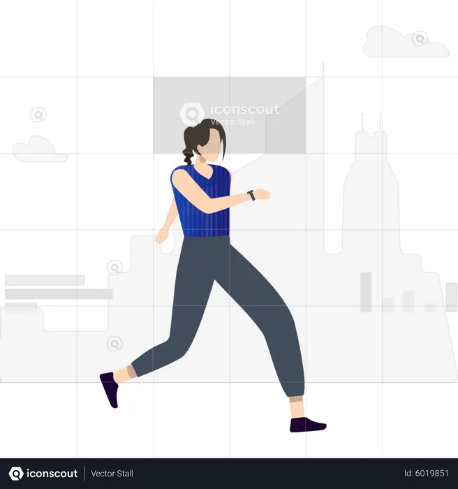 Girl walking for exercise  Illustration