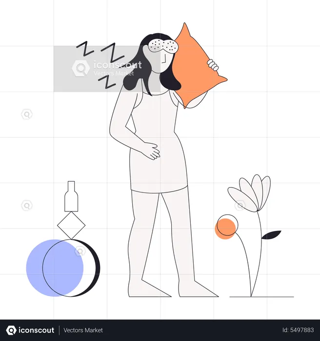 Girl walking in between of sleep  Illustration