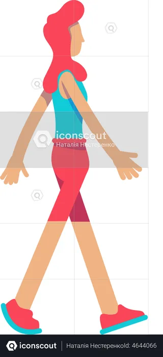 Girl walking while doing exercise  Illustration
