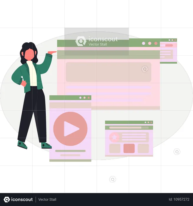 Girl watching business video  Illustration