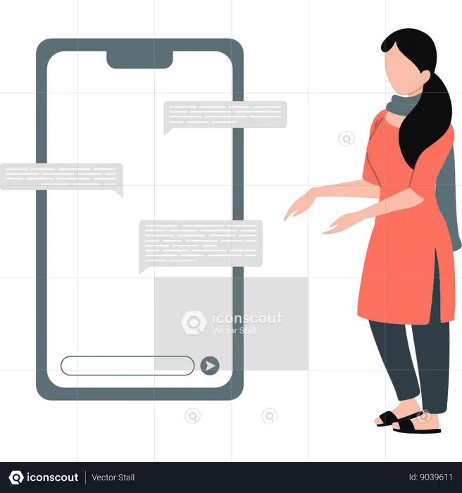 Girl watching chat on mobile  Illustration