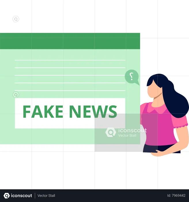 Girl watching fake news online  Illustration