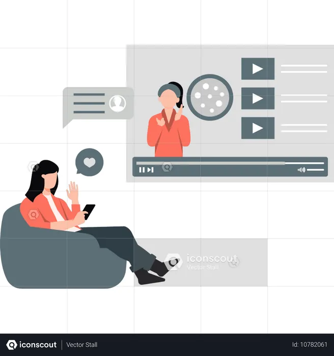 Girl watching skin care video  Illustration