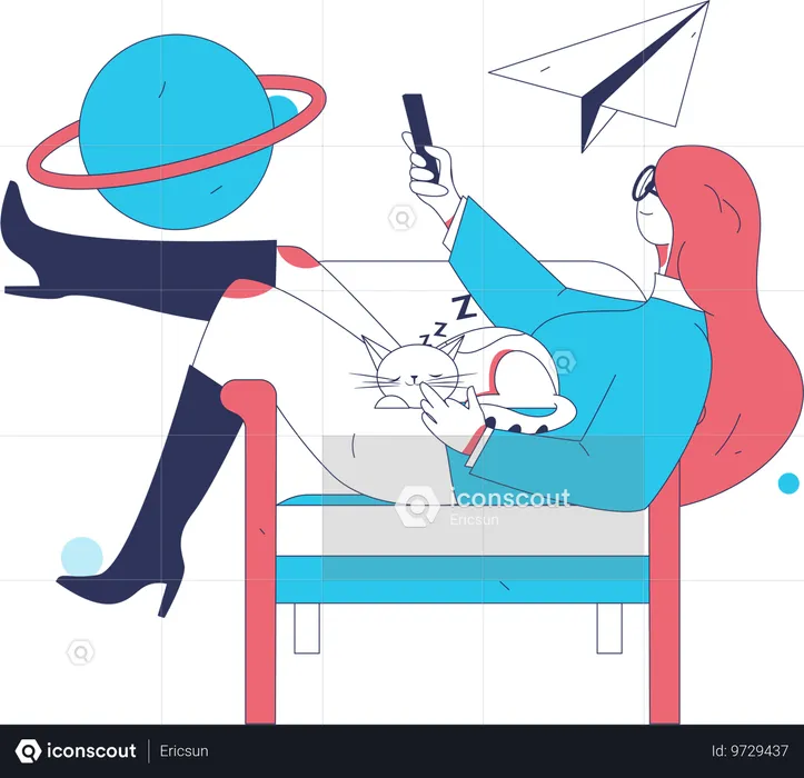 Girl watching space video  Illustration