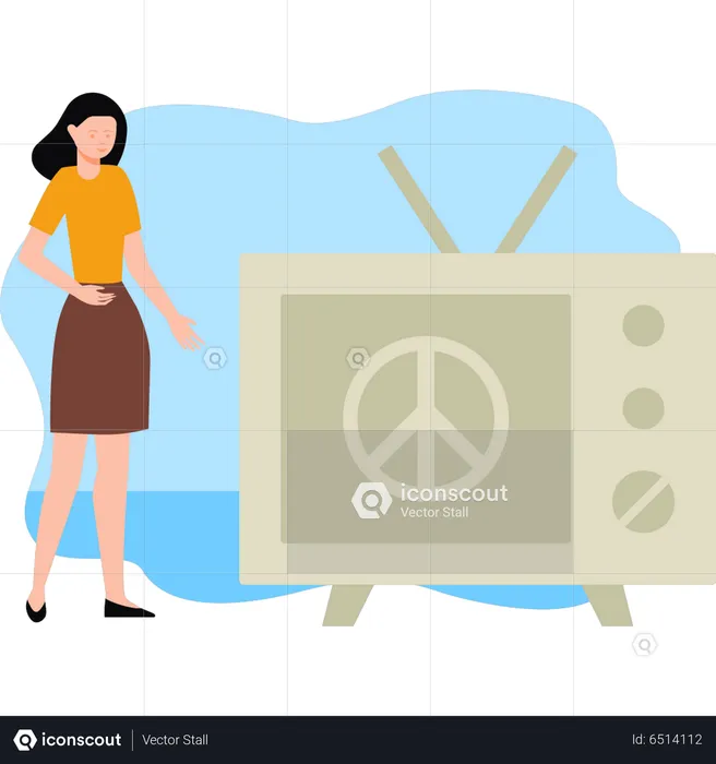 Girl watching TV  Illustration