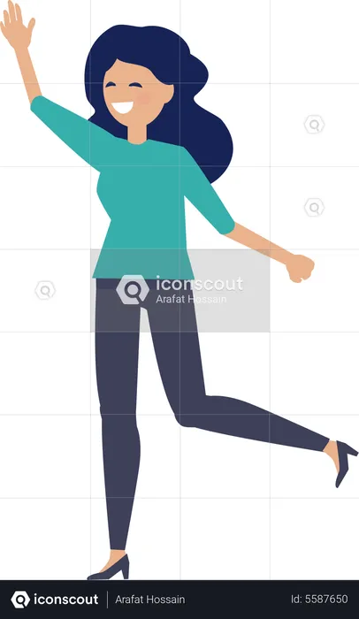 Girl waving hand  Illustration