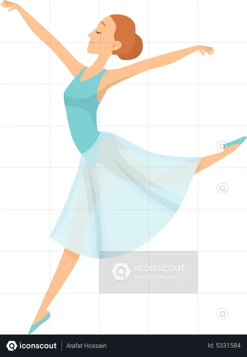 Girl wearing beautiful gown doing ballet dance  Illustration