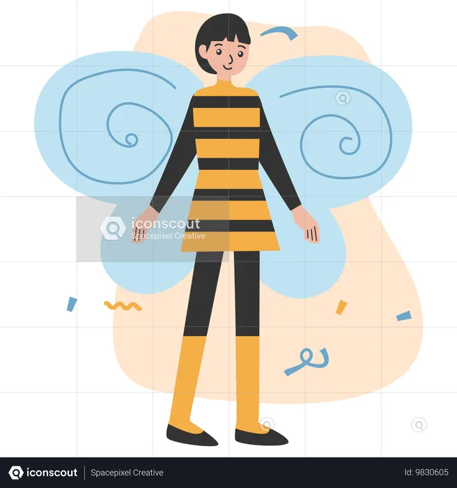 Girl wearing Bee Costume  Illustration