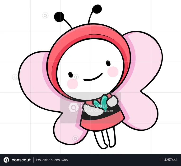 Girl wearing butterfly costume  Illustration