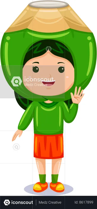 Girl wearing coconut costume  Illustration