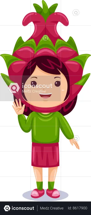 Girl wearing dragon fruit costume  Illustration