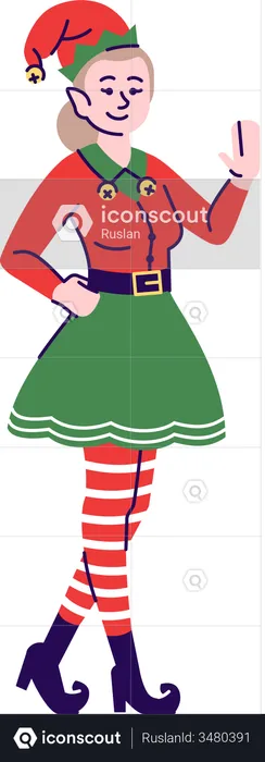 Girl wearing elf costume  Illustration