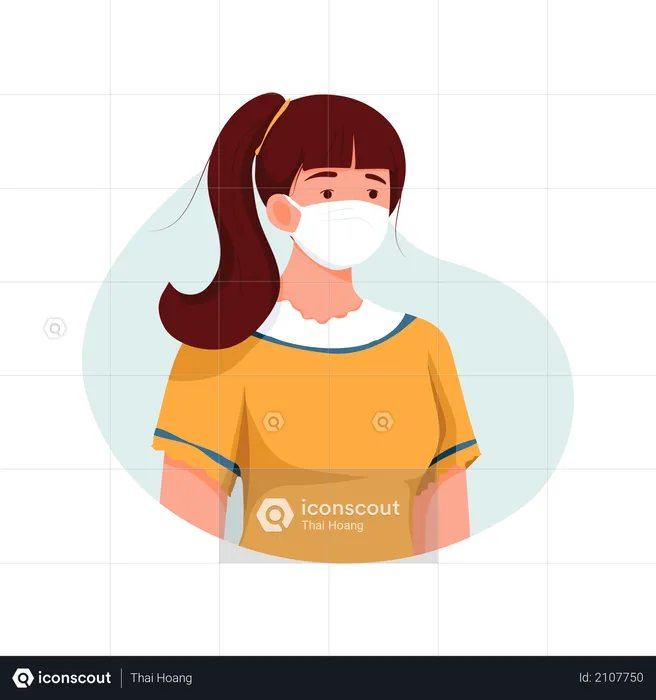 Girl Wearing Face mask  Illustration