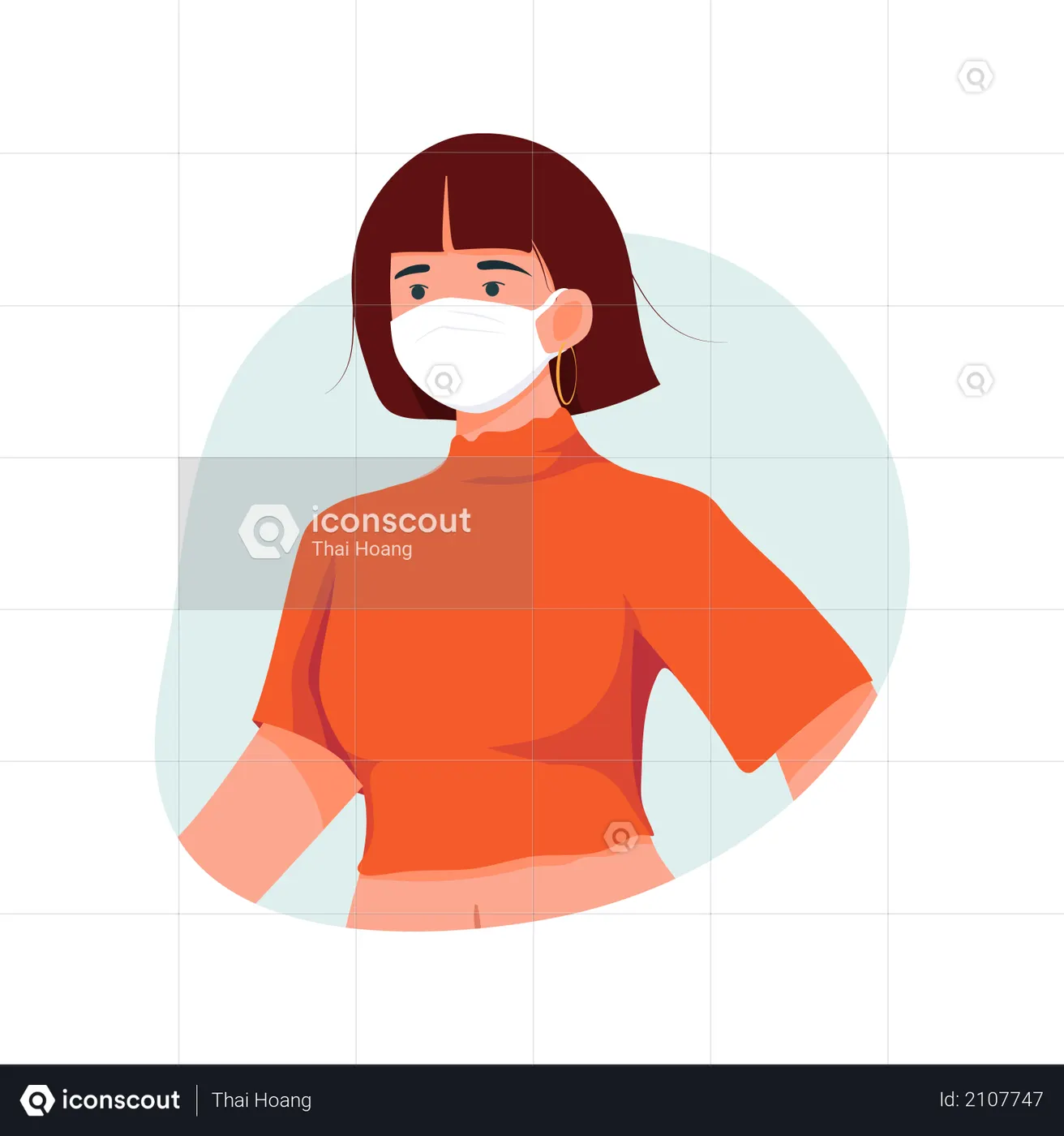 Girl Wearing Face Mask Illustration Free Download People