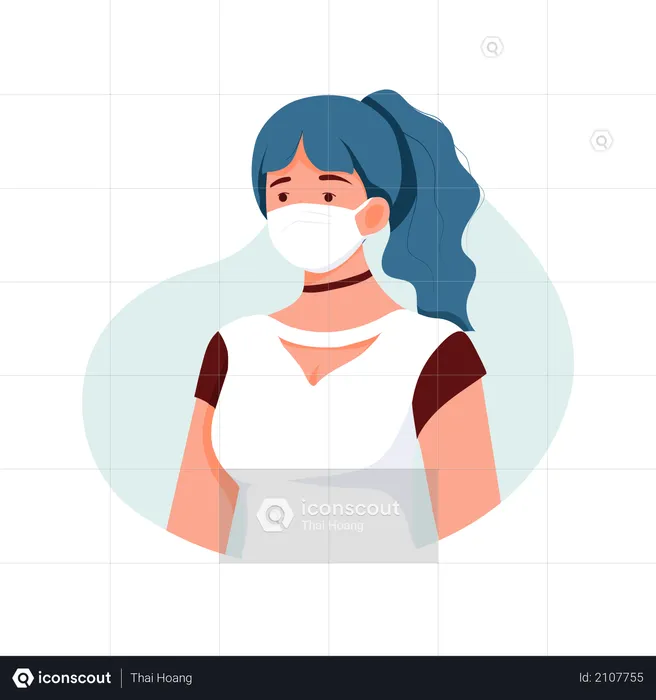 Girl Wearing Face mask  Illustration