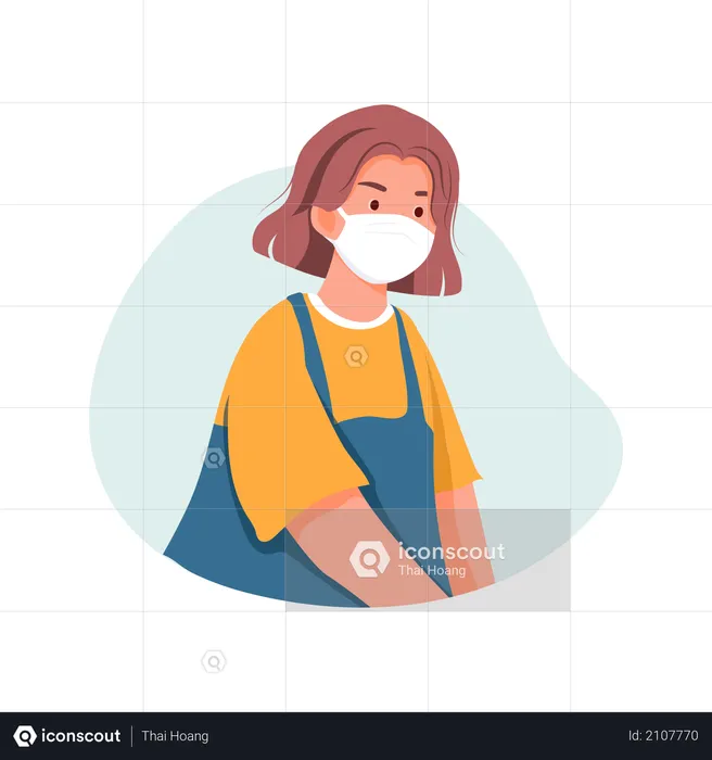 Girl Wearing Face mask  Illustration