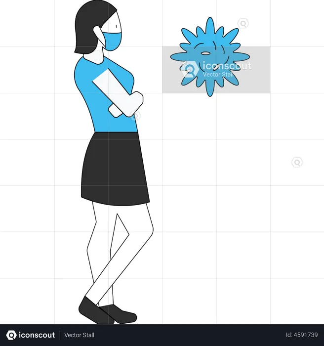 Girl wearing facemask  Illustration