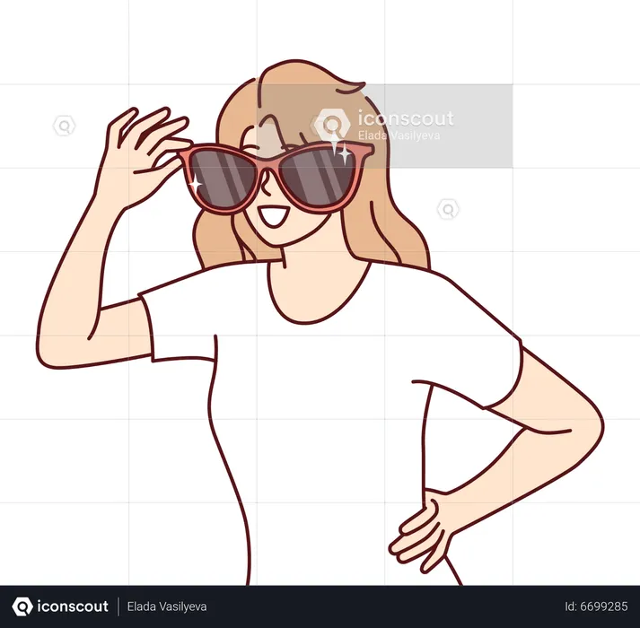 Girl wearing fancy sunglasses  Illustration
