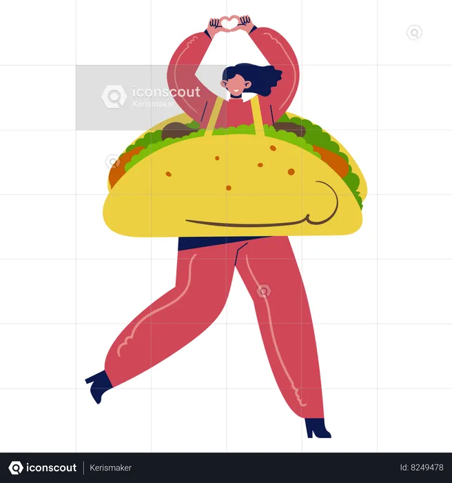 Girl Wearing Food Costume  Illustration