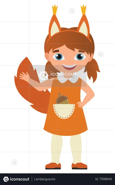 Girl wearing fox costume  Illustration