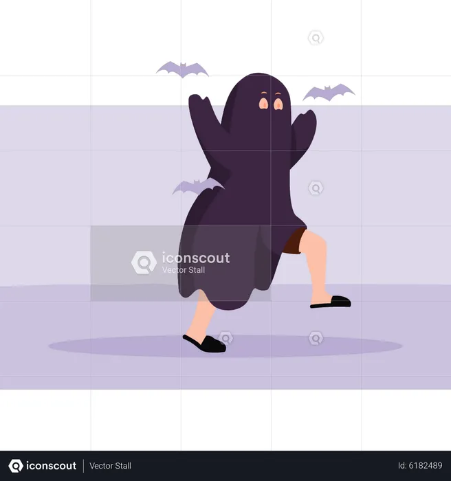 Girl wearing ghost costume  Illustration