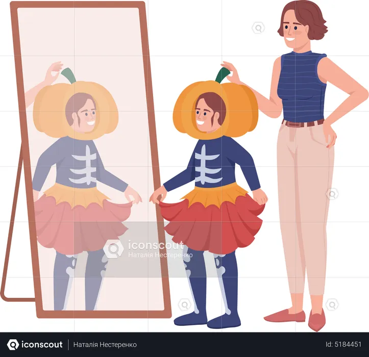 Girl wearing halloween costume  Illustration