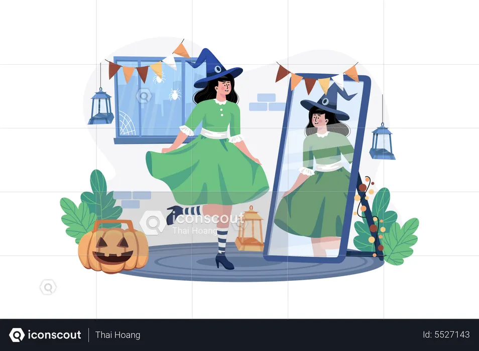 Girl wearing Halloween costume  Illustration