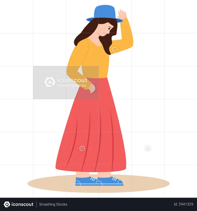 Girl wearing hat  Illustration