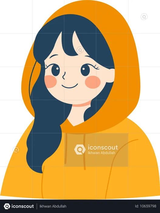 Girl Wearing Hoodie and Warm Clothes  Illustration