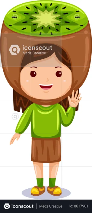 Girl wearing kiwi costume  Illustration
