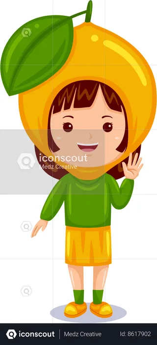 Girl wearing lemon costume  Illustration