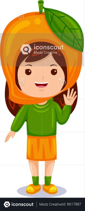 Girl wearing mango costume  Illustration