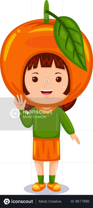 Girl wearing orange costume  Illustration