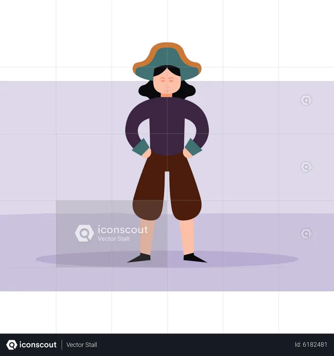 Girl wearing pirate costume  Illustration