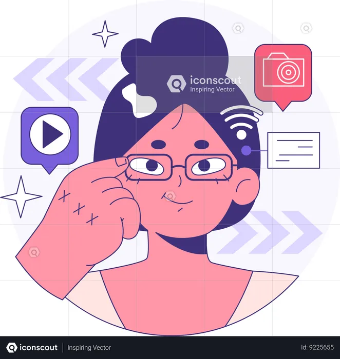 Girl wearing smart glasses  Illustration
