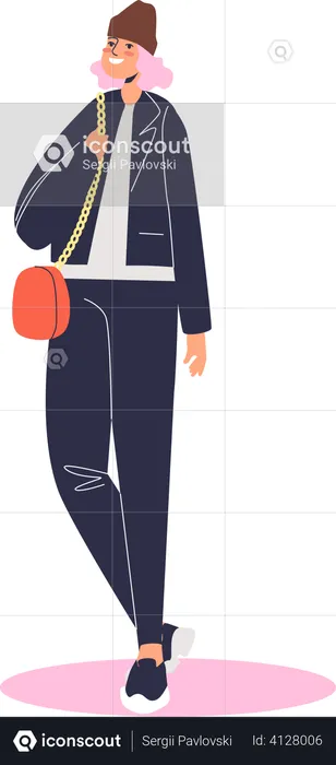 Girl wearing stylish outfit  Illustration