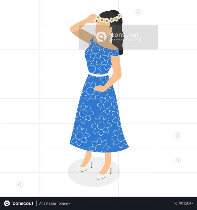 Girl wearing summer dress  Illustration