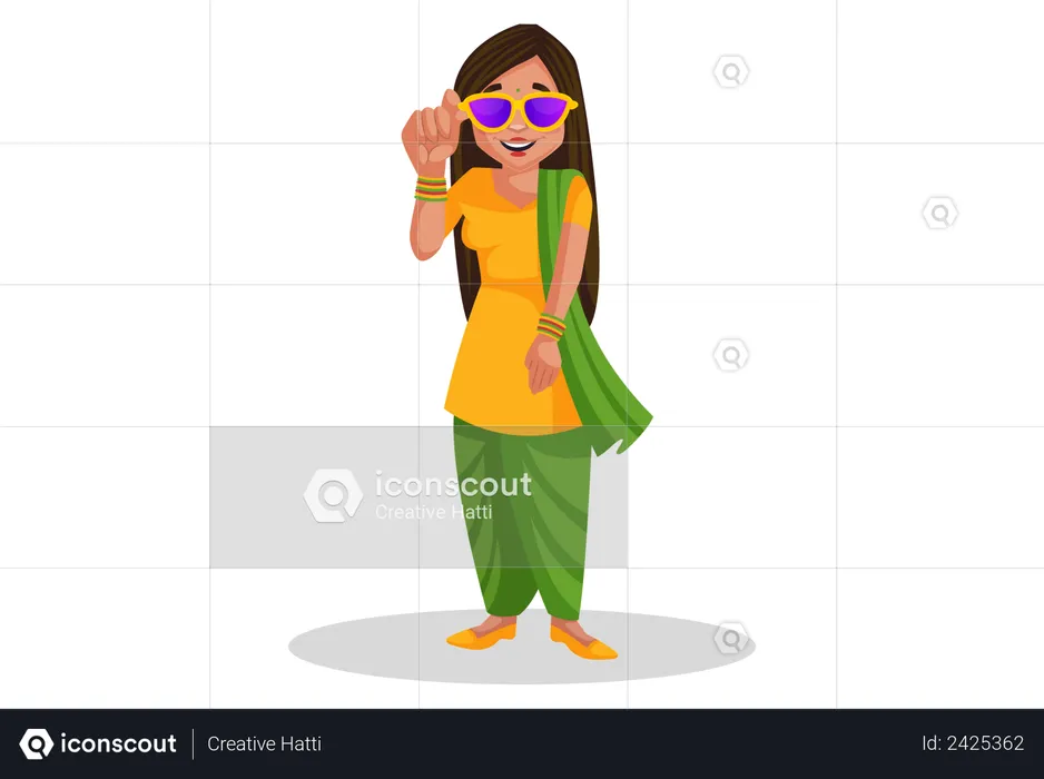 Girl wearing sunglasses  Illustration