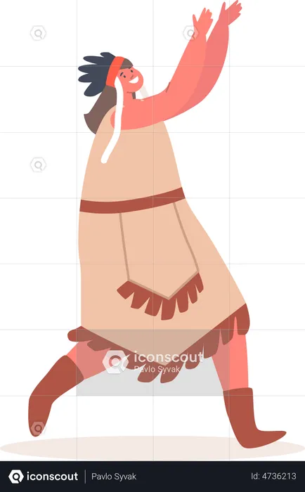 Girl wearing Traditional Indigenous Dress  Illustration